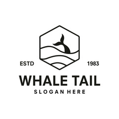 vintage logo whale tail vector template illustration