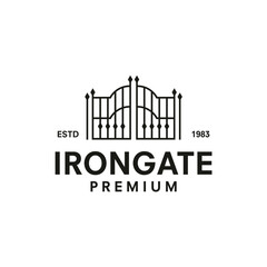 vintage logo iron gate vector template illustration