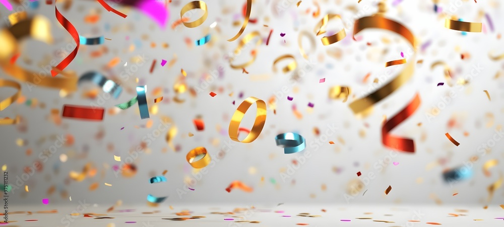 Poster 2. **an elegant 3d rendering of a new year is eve party scene with shimmering confetti and streamers