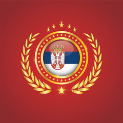 Golden Stamp With Flag. Serbia Flag Stamp. Made in Stamp Isolated in White Background. Royal, Allegiance, Symbol, Vector, Icon, Illustration.
