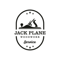 Woodworking Jack Plane Carpentry logo design retro vintage style.