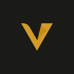 Cutout letter V logo templates on black background. Abstract logo designs.