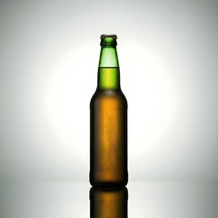 A green beer bottle isolated on white background.