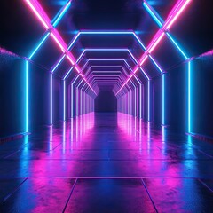 Neon Light Tunnel with Vibrant Colors