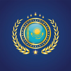 Golden Stamp With Flag. Kazakhstan Flag Stamp. Made in Stamp Isolated in White Background. Royal, Allegiance, Symbol, Vector, Icon, Illustration.
