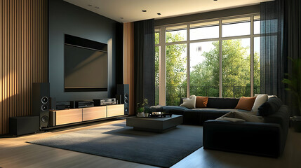 Fototapeta premium Modern Living Room Interior Design 3D Illustration