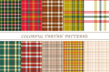 鮮やかなタータンチェックの壁紙パターンセット　背景　