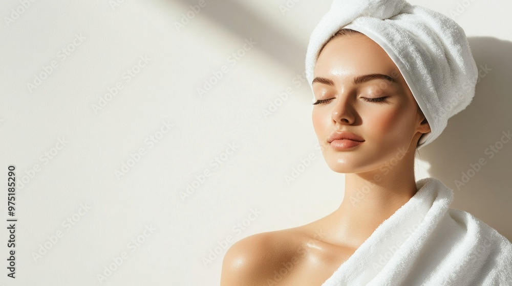 Canvas Prints beautiful woman with towel on head