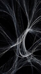 Abstract 3D wavy lines in motion against a black background, foreground view capturing fluid movement and dynamic energy flow, perfect for futuristic design concepts and digital creative visuals