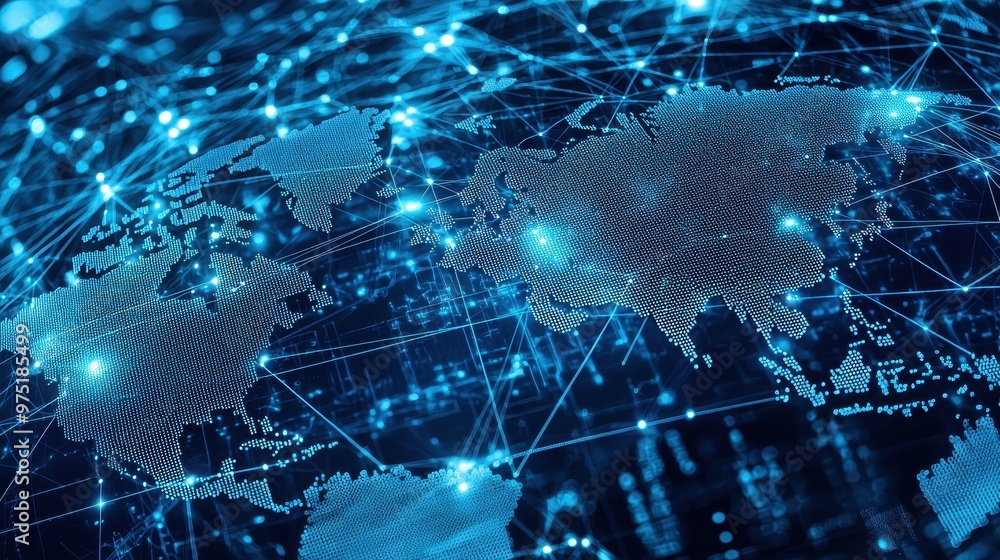 Aufkleber global network connection digital world abstract earth technology background