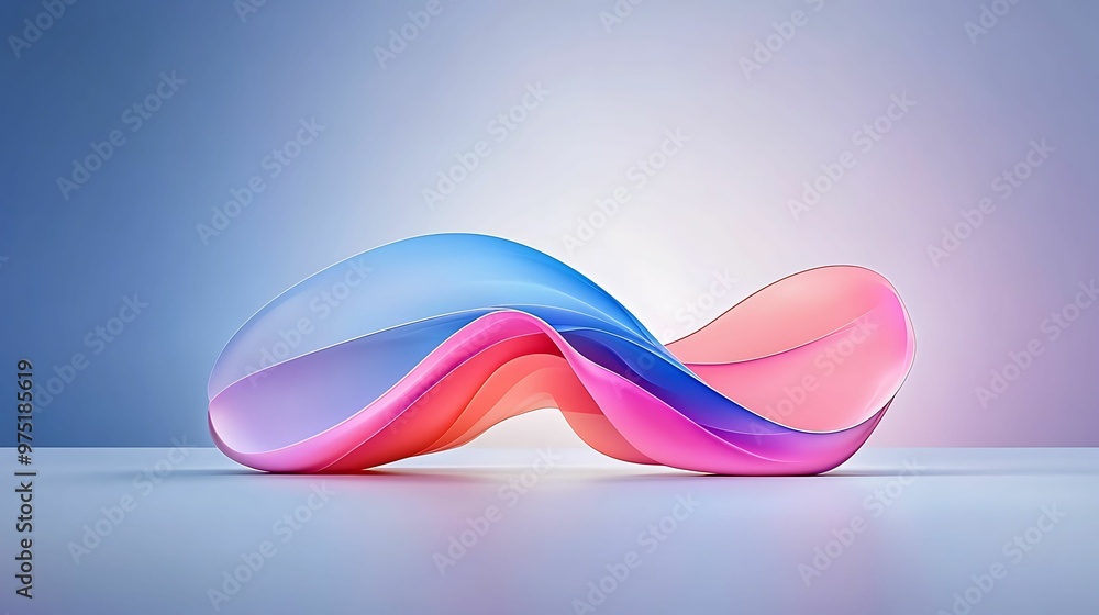 Poster illuminated natural 3d geometry with organic forms and copy space for text