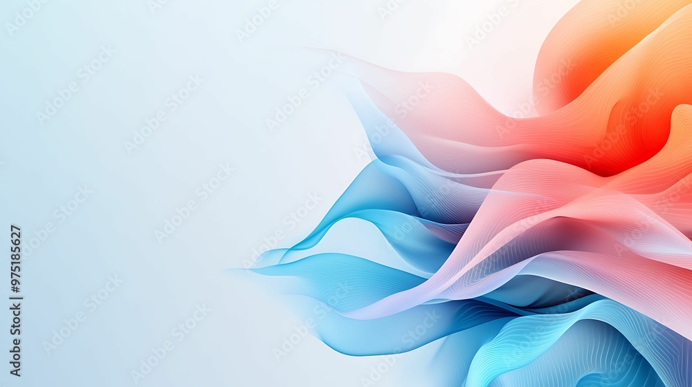 Poster illuminated organic 3d banner with depth and gradient for text space