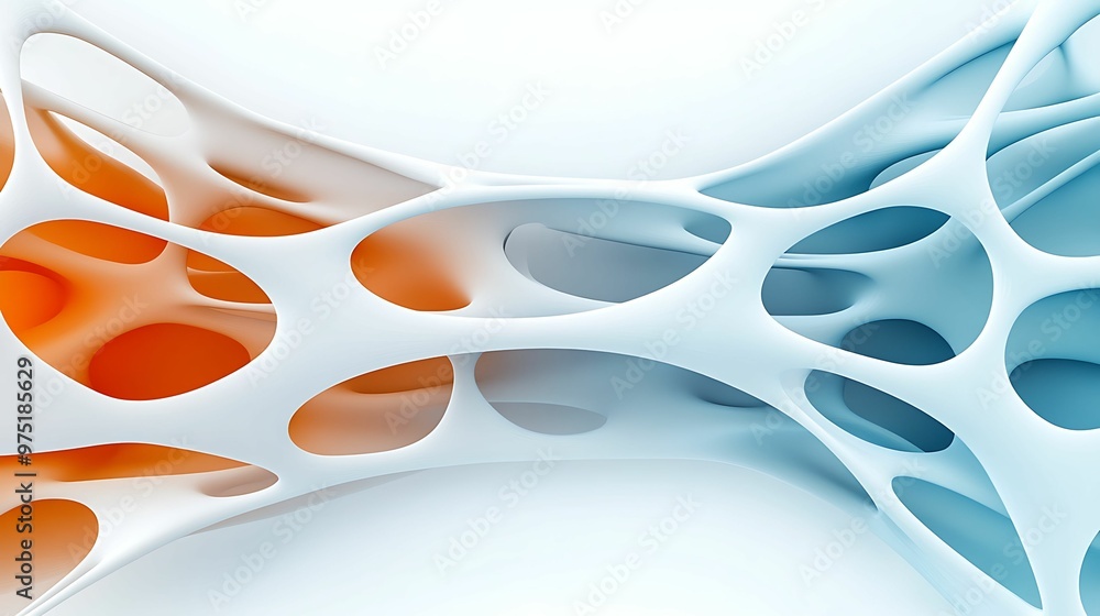 Aufkleber enchanting 3d organic forms with depth - copy space for text