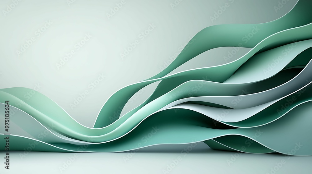 Aufkleber dynamic organic forms in a natural 3d environment with geometric copy space for text