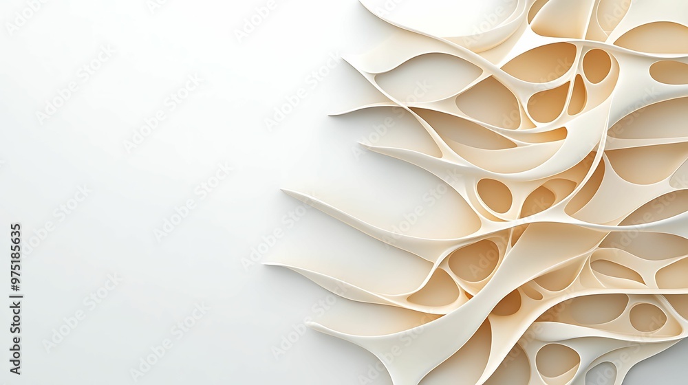 Aufkleber elegant 3d sculptural artwork featuring intricate natural patterns and organic forms with copy space