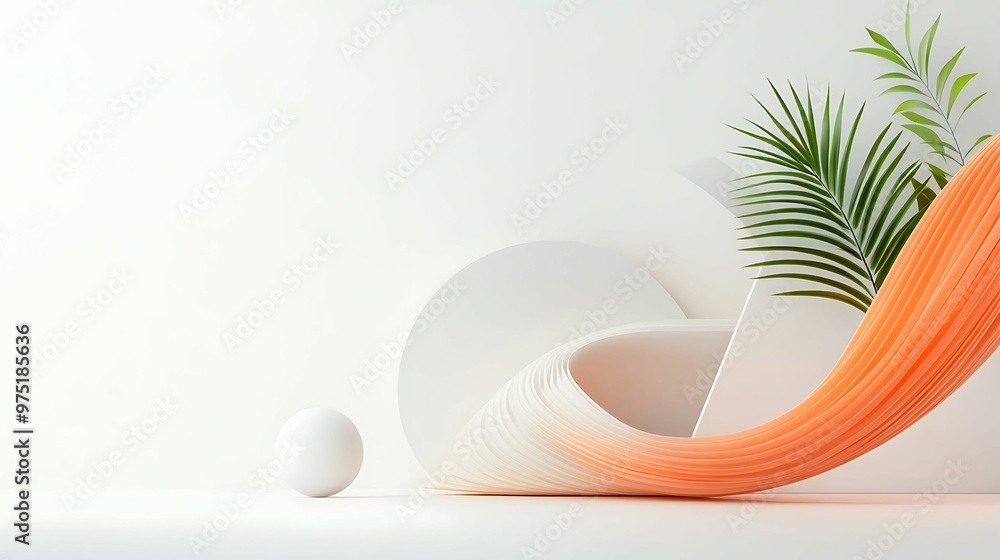 Aufkleber harmonious organic 3d abstract composition with copy space for text