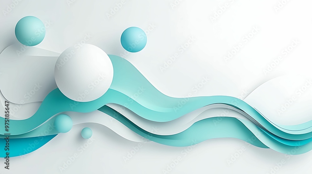 Aufkleber abstract natural 3d visualization with organic forms and flowing geometry - copy space for text