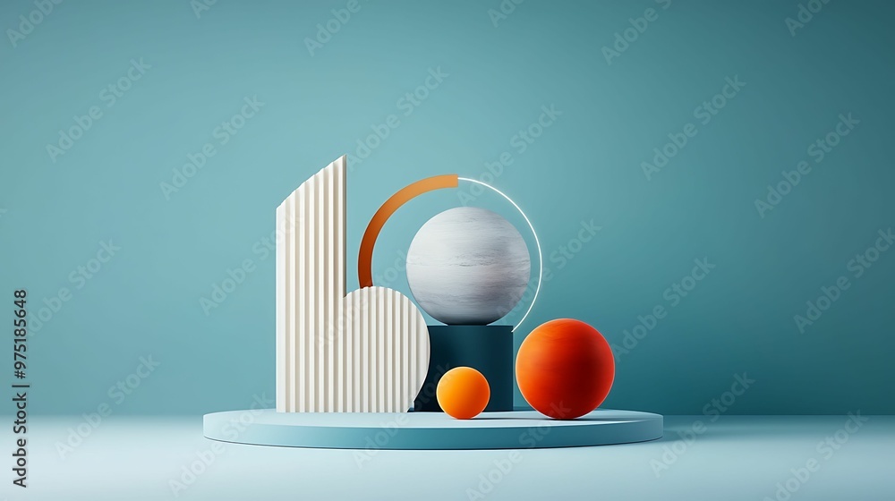 Aufkleber illuminated organic 3d geometry blend with natural elements and soft textures copy space for text