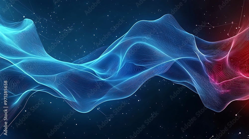 Poster illuminated organic 3d visualization with fluid geometry and copy space for text
