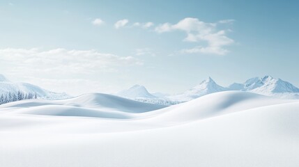 Vast empty winter landscape with clear sky and ample space for text or design elements