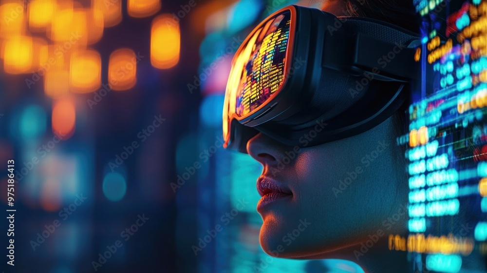 Sticker Woman Experiencing Virtual Reality