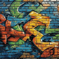 Vibrant Urban Graffiti Art on Brick Wall