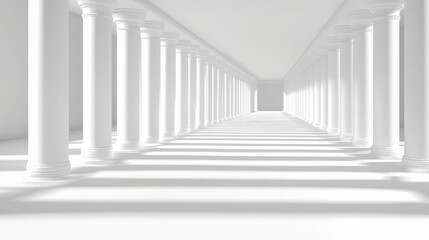 White Columns Corridor Architecture Interior Design