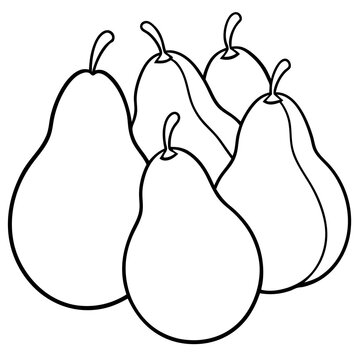 recommend clip art: various pears outline coloring book page line art drawing