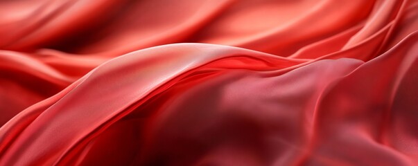 Obraz premium Red silk fabric with flowing folds, elegant texture. Luxury textile and design concept