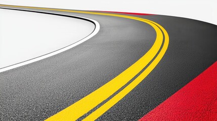 Asphalt Road with Double Yellow Lines and Red Edge