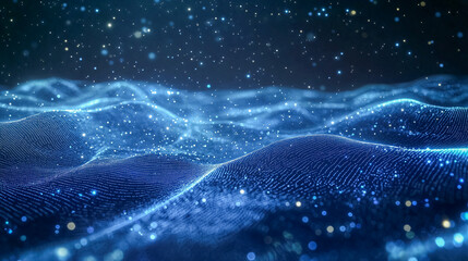 Obraz premium Serene digital blue particles floating in an abstract space