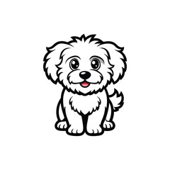 Playful Bichon Frise dog Silhouette for Pet Grooming Business Logos