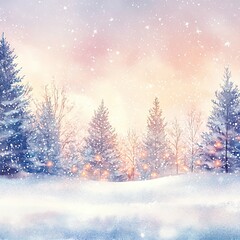 Serene Winter Landscape with Snowy Trees and Soft Light