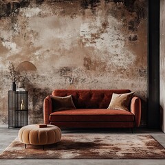 Cozy Modern Living Room with Earthy Tones and Textures