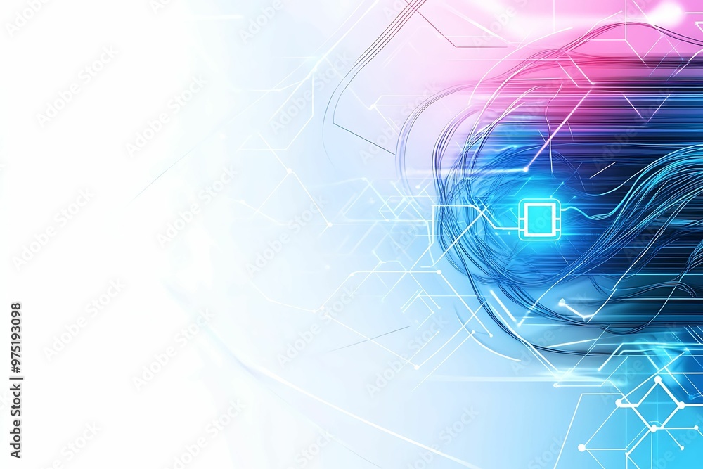 Aufkleber ultra-secure iot telecommunication fiber network in watercolor style with clear light and sharp focu