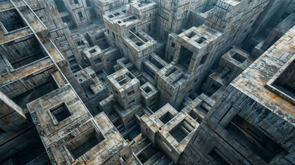 Fototapeta premium Abstract Urban Maze of Geometric Structures in a High-Angle View
