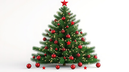 Obraz premium Christmas Tree Featuring Red Baubles and Glittering Stars