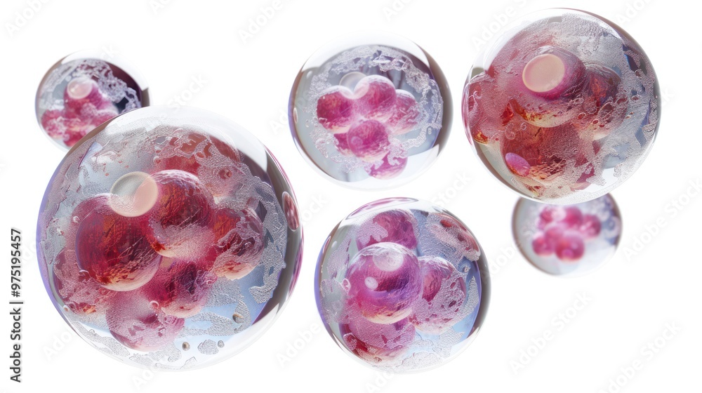 Poster a photorealistic depiction of a cluster of human embryonic stem cells, emphasizing their ability to 