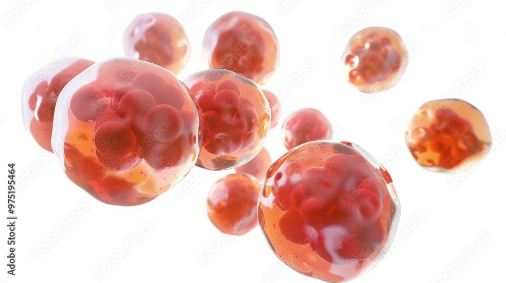 Poster a photorealistic depiction of a cluster of human embryonic stem cells, emphasizing their ability to 