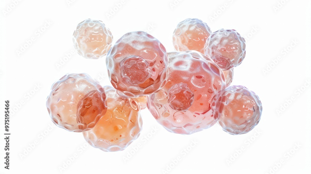 Poster a photorealistic depiction of a cluster of human embryonic stem cells, emphasizing their ability to 