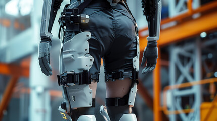 Female Using Cutting-Edge Bionic Exoskeleton – Augmenting Strength and Mobility
