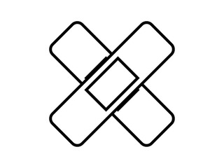 ミニマルな絆創膏ばってんアイコンC：長方形黒