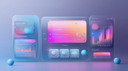 Sleek & Modern: Glassmorphism UI Mockup with Semi-Transparent Panels
