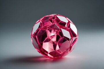 Fototapeta premium A stunning pink crystal ball with intricate facets, reflecting light beautifully, ideal for artistic displays and decorative purposes.