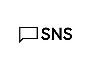 ミニマルなSNS吹き出し横ロゴA：黒線