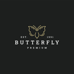 Butterfly logo vector hipster vintage icon illustration