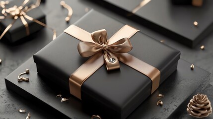 Monogrammed leather wallet in gift packaging, luxury detail, 3D illustration