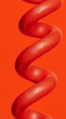 A modern and sleek digital illustration of a snake coiled in a double helix symbolizing energy and life force with a gradient of fiery red and orange shades with metallic copper accents