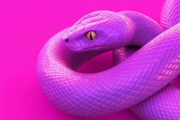 Fototapeta premium A modern and sleek digital illustration of a snake coiled in an infinity symbol representing balance and duality with a gradient of purple shades and pearlescent metallic accents