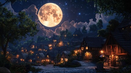 view in the countryside with planets and moon in the background